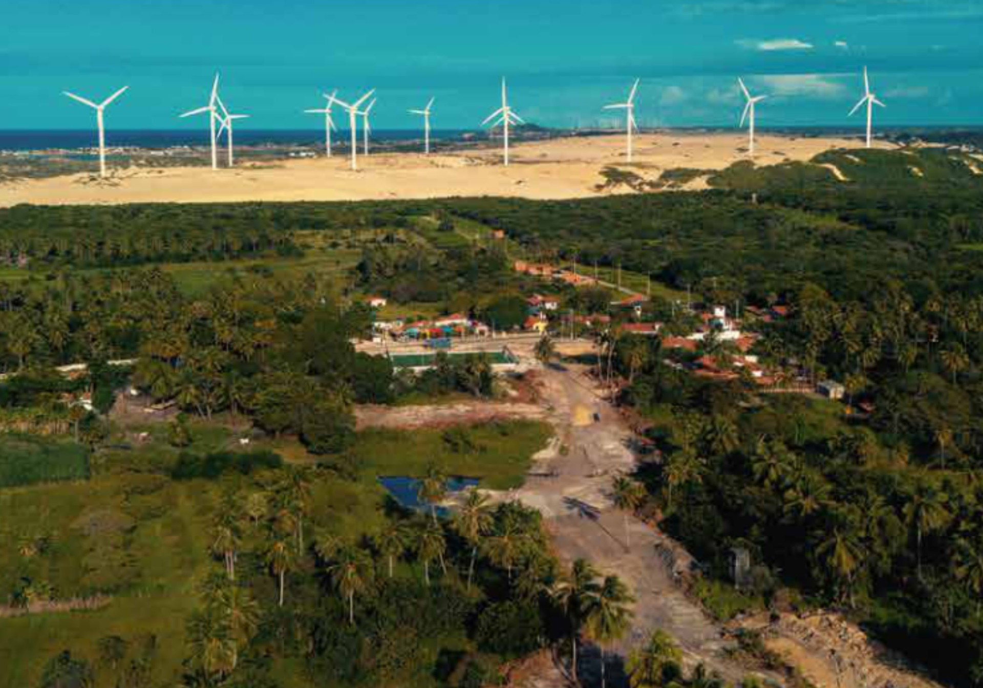 Dunas com torres eólicas